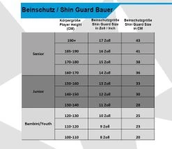 Bauer X Beinschoner Intermediate 5 Bauer X Beinschoner Intermediate -Hockey-Ausrüstungsgeschäft Beinschutz Tabelle 1