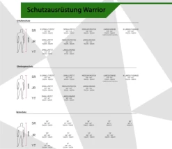 Warrior Alpha LX20 Ellenbogenschoner Junior -Hockey-Ausrüstungsgeschäft Groessentabelle Warrior 1 14